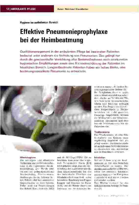 Vorschauseite 1: Effektive Pneumonieprophylaxe bei der Heimbeatmung
