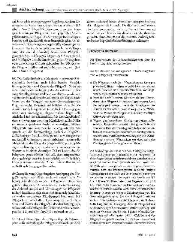 Vorschauseite 5: Keine mehrmalige Inanspruchnahme von Pflegezeit pro pflegebedürftigem nahen Angehörigen