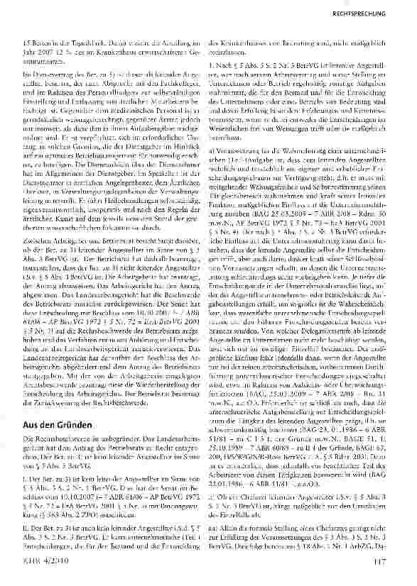 Vorschauseite 3: Die Anforderungen an die Einstufung eines Chefarztes als leitender Angestellter§ 5 Abs. 3 S. 2 Nr. 3 BetrVG, § 18 Abs. 1 Nr. 1 ArbZG