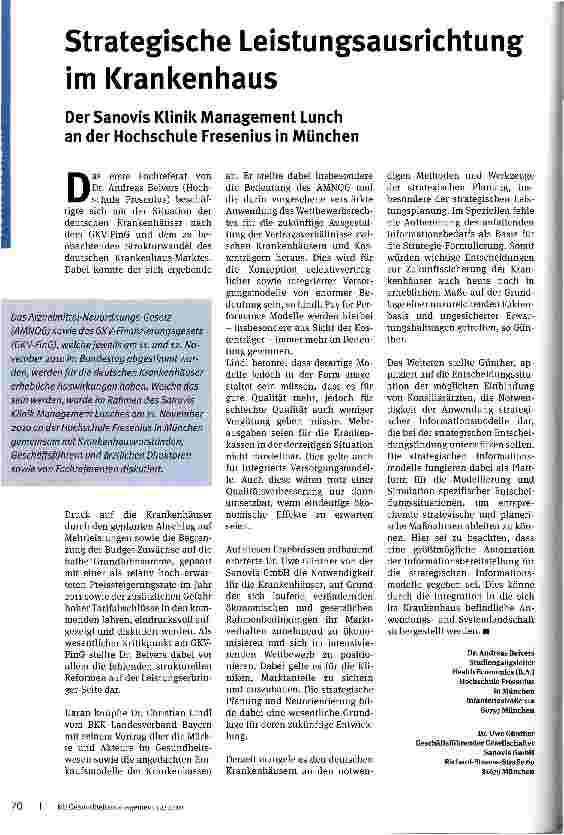 Vorschauseite 1: Strategische Leistungsausrichtung im Krankenhaus