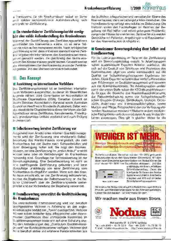 Vorschauseite 2: Kooperation für Transparenz und Qualität - KTQ Projektbeschreibung Zertifizierung von Krankenhäusern