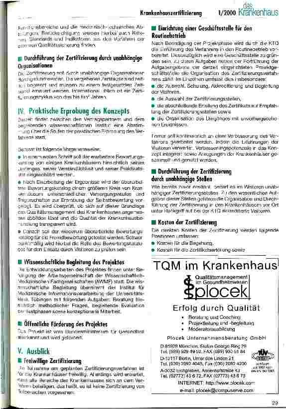 Vorschauseite 4: Kooperation für Transparenz und Qualität - KTQ Projektbeschreibung Zertifizierung von Krankenhäusern
