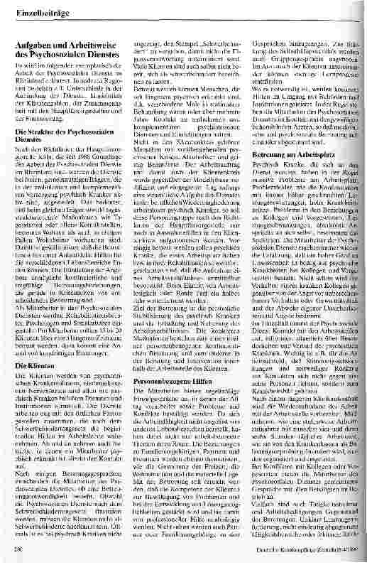 Vorschauseite 2: Die Psychosozialen Dienste als Teil der ambulanten psychiatrischen Versorgung