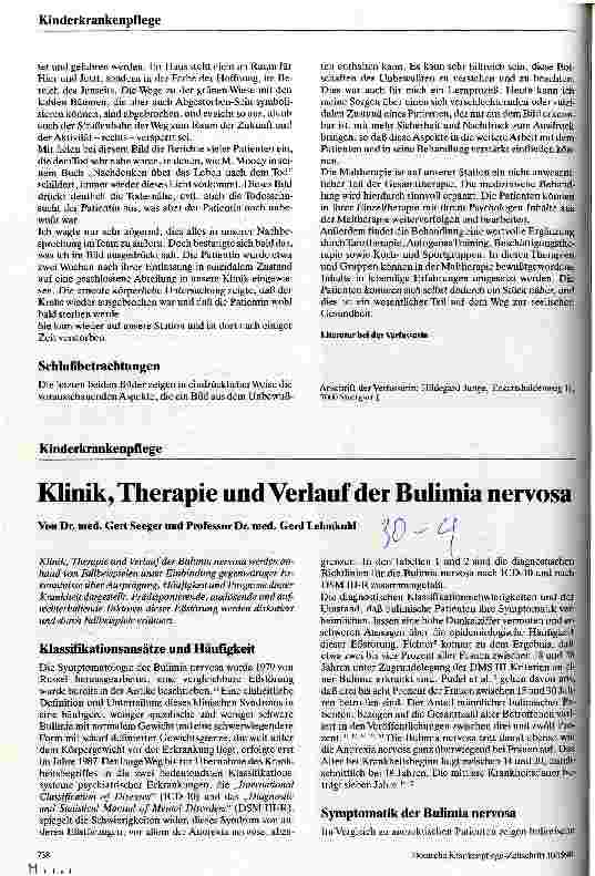 Vorschauseite 1: Klinik, Therapie und Verlauf der Bulimia nervosa