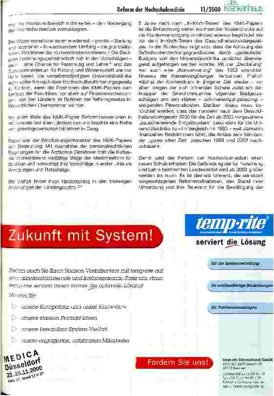 Vorschauseite 2: 5 Jahre KMK-Papier Einige Bemerkungen zum Stand und zu den Perspektiven der Hochschulmedizin (1)