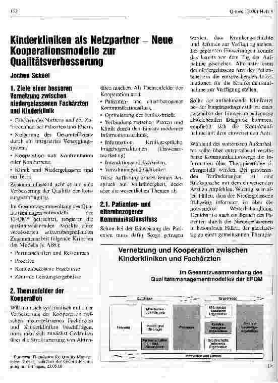 Vorschauseite 1: Kinderkliniken als Netzpartner - Neue Kooperationsmodelle zur Qualitätsverbesserung