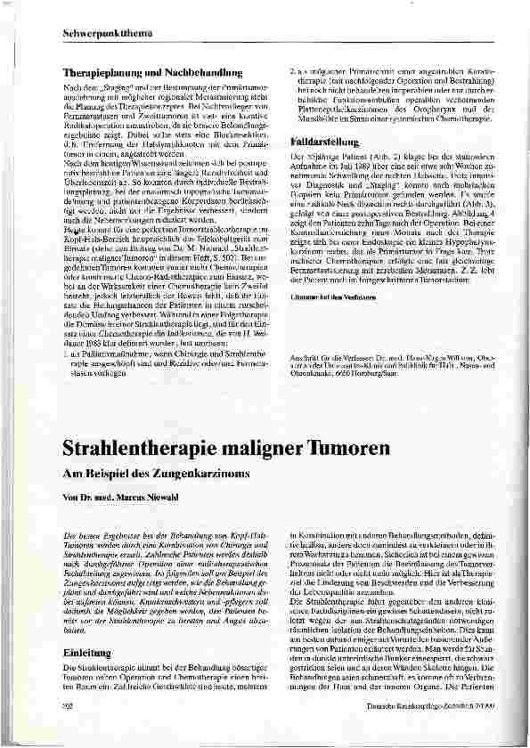 Vorschauseite 1: Strahlentherapie maligner Tumoren