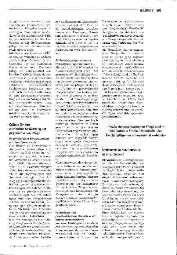 Vorschauseite 2: Psychiatrische Pflege braucht eigene Spezialisierung