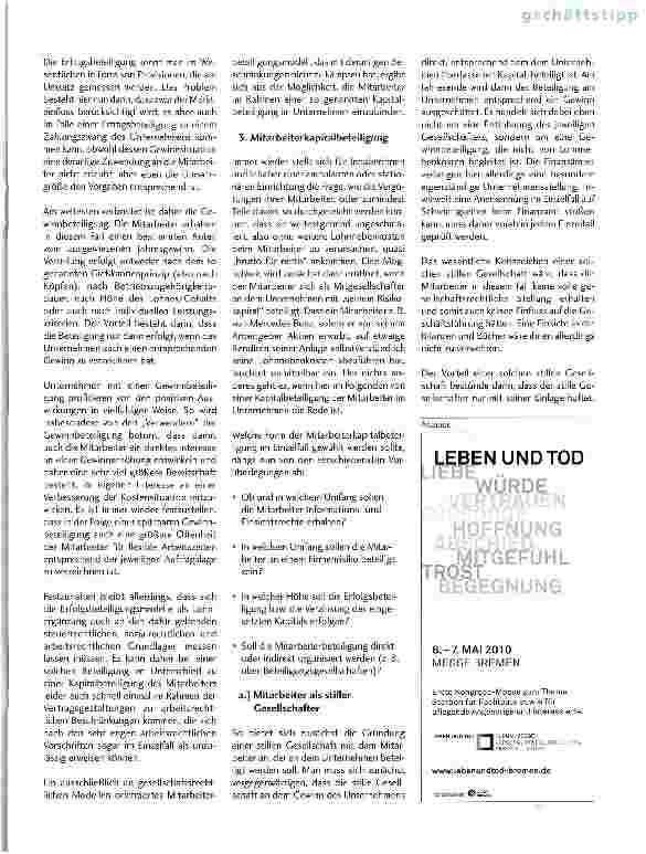 Vorschauseite 2: Mitarbeiterbeteiligung - auch ein Modell für Leistungserbringer im Gesundheitswesen?