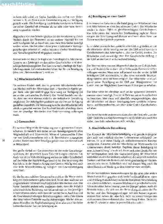 Vorschauseite 3: Mitarbeiterbeteiligung - auch ein Modell für Leistungserbringer im Gesundheitswesen?