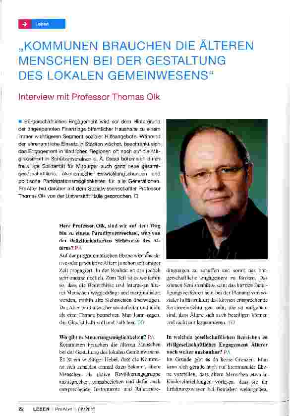 Vorschauseite 1: „KOMMUNEN BRAUCHEN DIE ÄLTEREN MENSCHEN BEI DER GESTALTUNG DES LOKALEN GEMEINWESENS