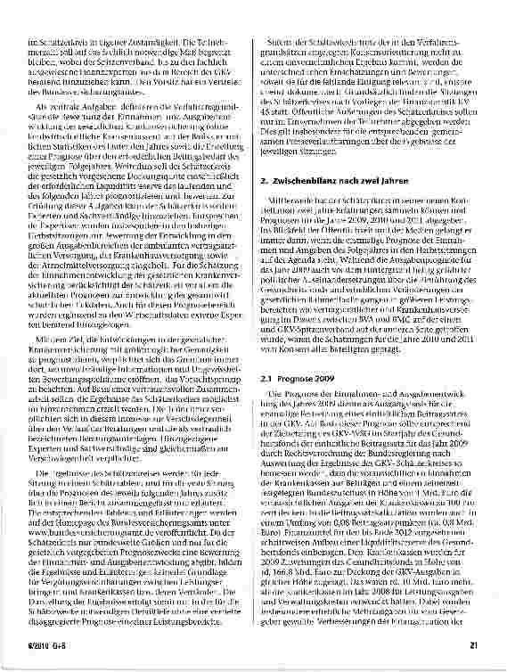 Vorschauseite 2: Der Schätzerkreis in der gesetzlichen Krankenversicherung-Expertengremium zur Prognose der Einnahmenund Ausgabenentwicklung