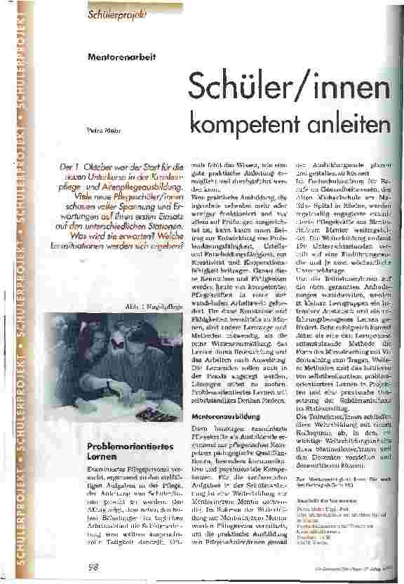 Vorschauseite 1: Schüler/Innen kompetent anleiten Mentorenarbeit