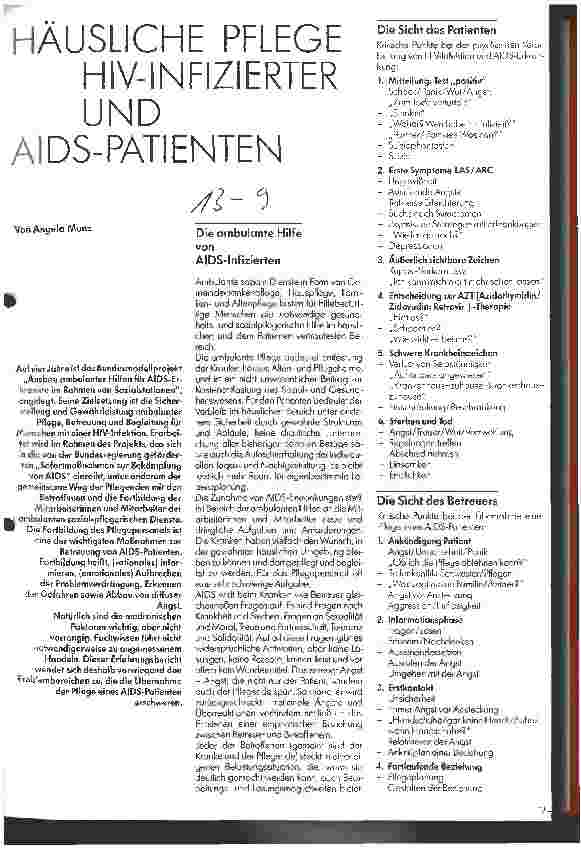 Vorschauseite 1: Häusliche Pflege HIV-Infizierter und Aids-Patienten