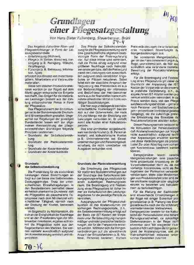 Vorschauseite 1: Grundlagen einer Pflegesatzgestaltung