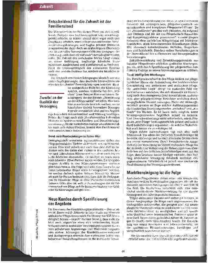 Vorschauseite 4: Ambulante Versorgung - ein Wachstumsmarkt? Perspektiven und Grenzen für Pflegedienste