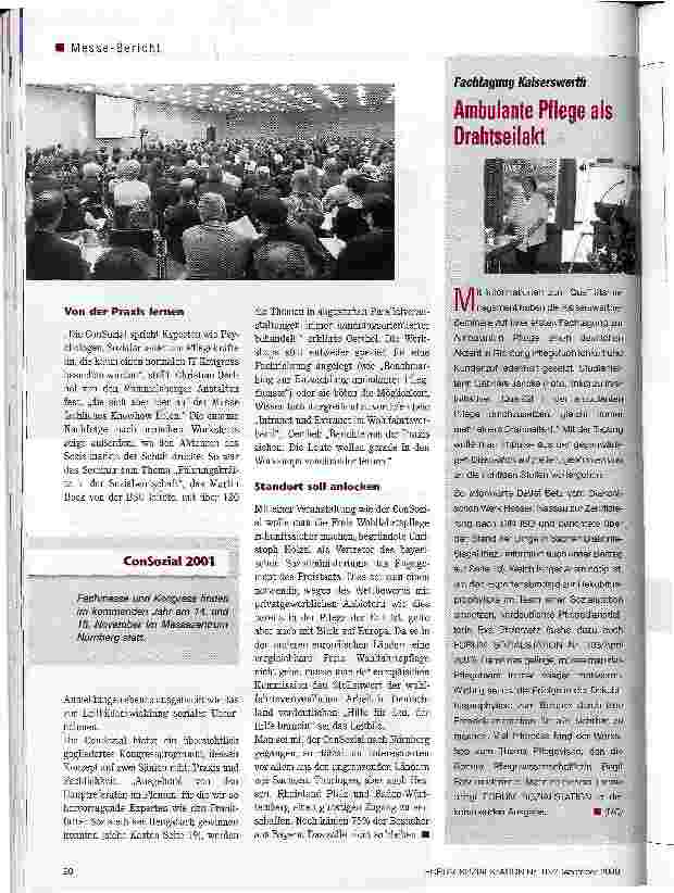 Vorschauseite 3: Wohlfahrtspflege profiliert sich Kongress und Messe bieten den Entscheidern im Sozialmarkt Blick über den Zaun