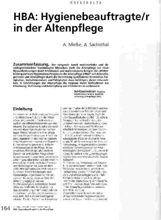 Vorschauseite 1: HBA: Hygienebeauftragte/r in der Altenpflege