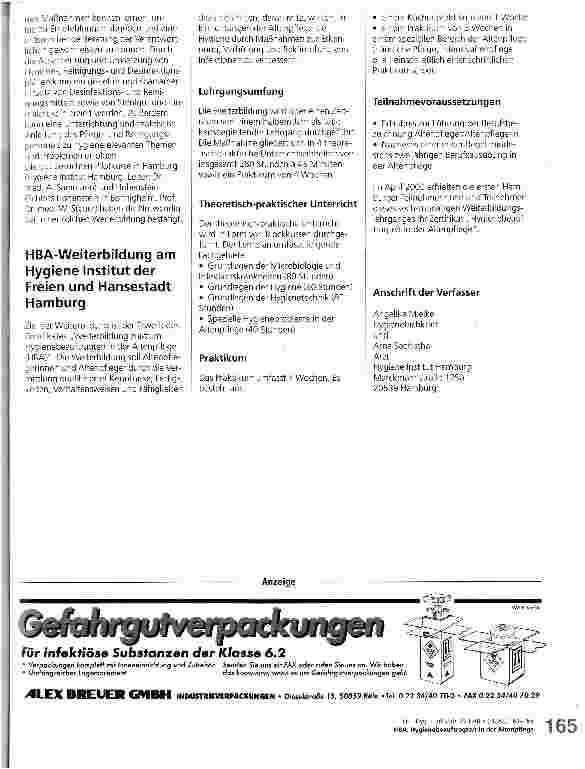 Vorschauseite 2: HBA: Hygienebeauftragte/r in der Altenpflege