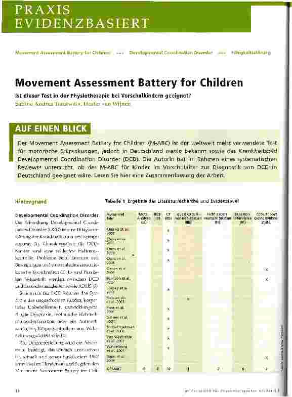 Vorschauseite 1: Movement Assessment Battery for Children