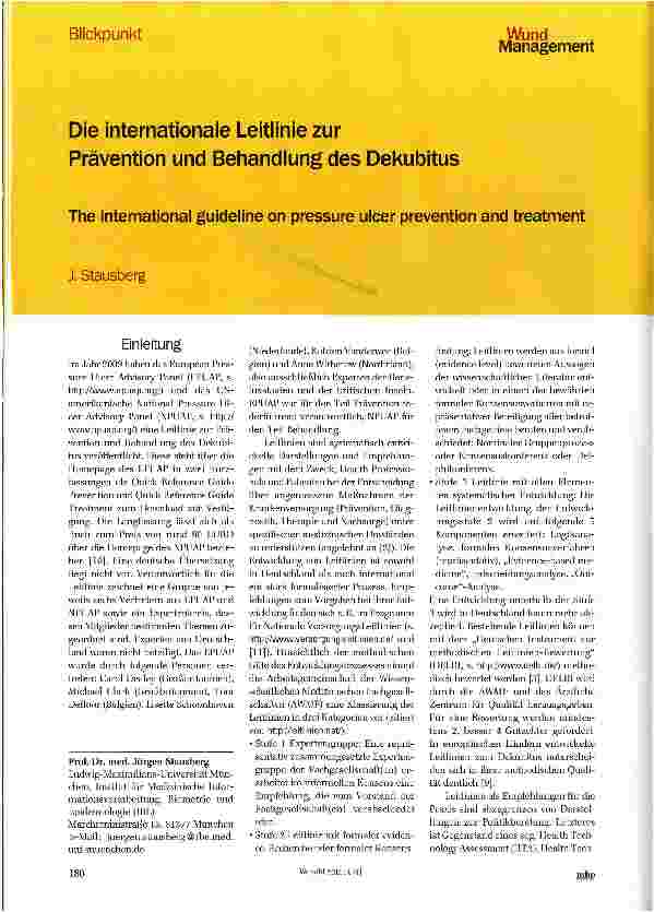 Vorschauseite 1: Die internationale Leitlinie zur Prävention und Behandlung des Dekubitus