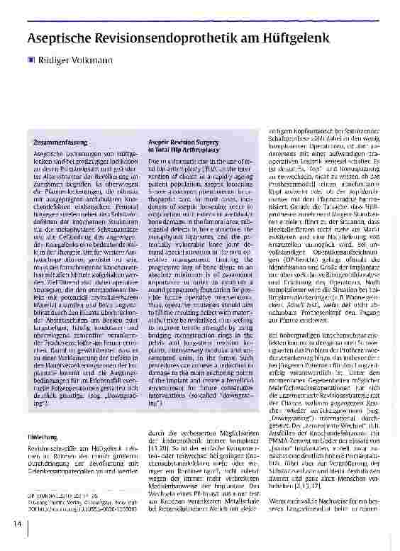 Vorschauseite 1: Aseptische Revisionsendoprothetik am Hüftgelenk
