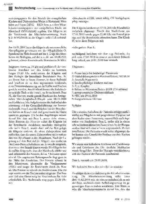 Vorschauseite 2: Zu den Voraussetzungen einer Kündigung wegen Schlechtleistung (hier: Pflegefehler)