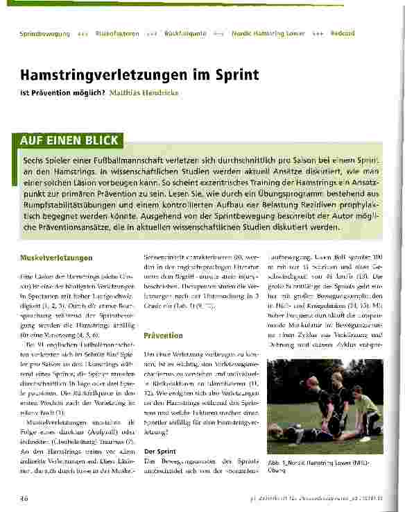 Vorschauseite 1: Hamstringverletzungen im Sprint