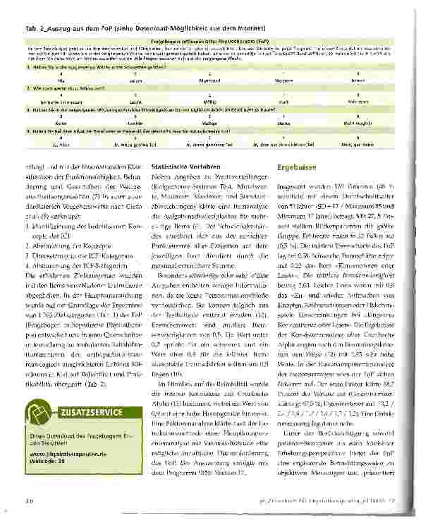 Vorschauseite 2: Fragebogen orthopädische Physiotherapie (FoP)