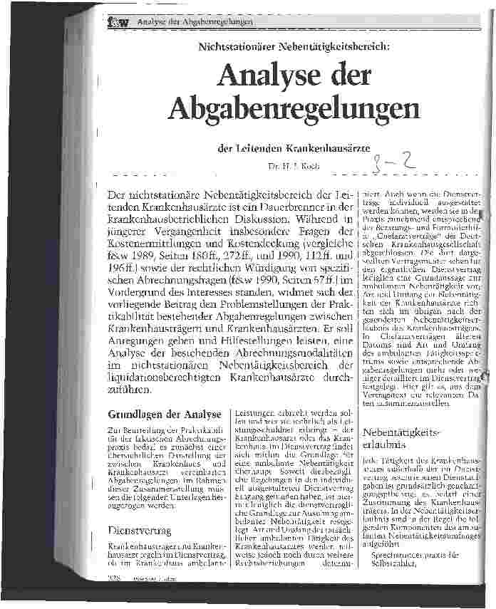 Vorschauseite 1: Analyse der Abgabenregelung der leitenden Krankenhausärzte