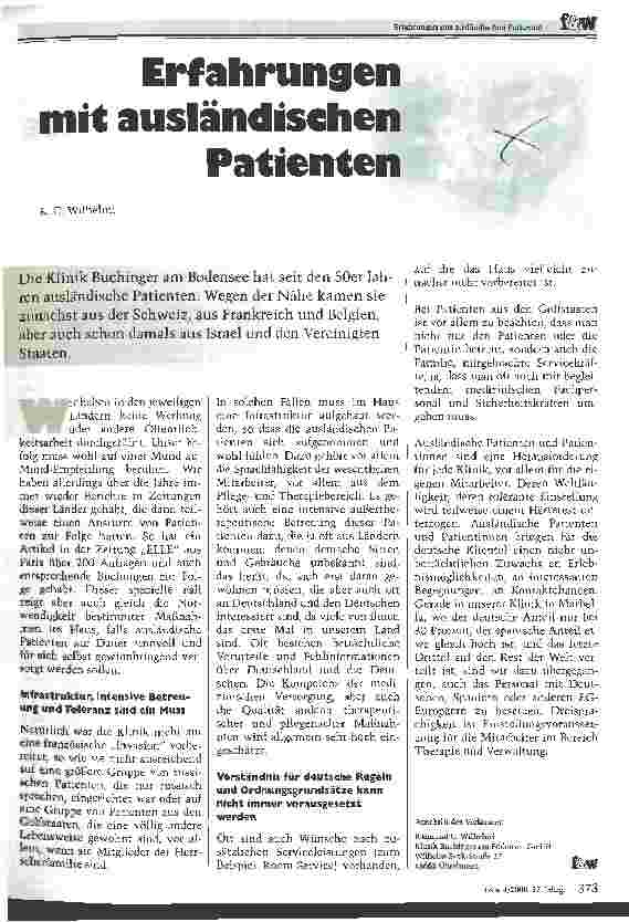 Vorschauseite 1: Erfahrungen mit ausländischen Patienten