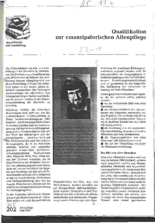 Vorschauseite 1: Qualifikation zur emanzipatorischen Altenpflege
