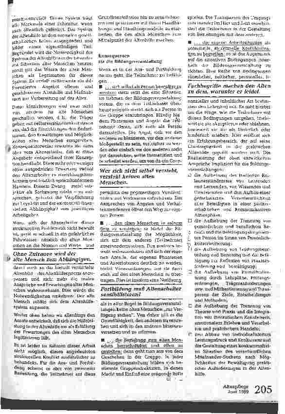 Vorschauseite 4: Qualifikation zur emanzipatorischen Altenpflege