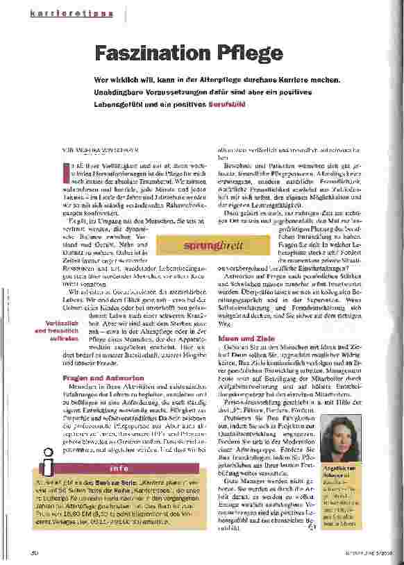 Vorschauseite 1: Faszination Pflege Karriereplanung