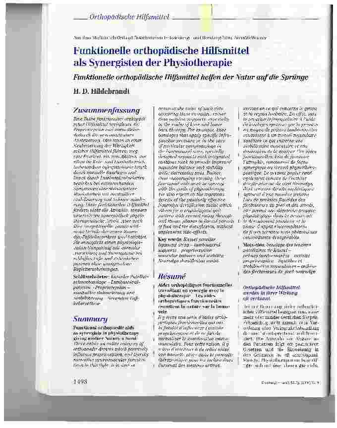 Vorschauseite 1: Funktionelle orthopädische Hilfsmittel als Synergisten der PhysiotherapieFunktionelle orthopädische Hilfsmittel helfen der Natur auf die Sprünge