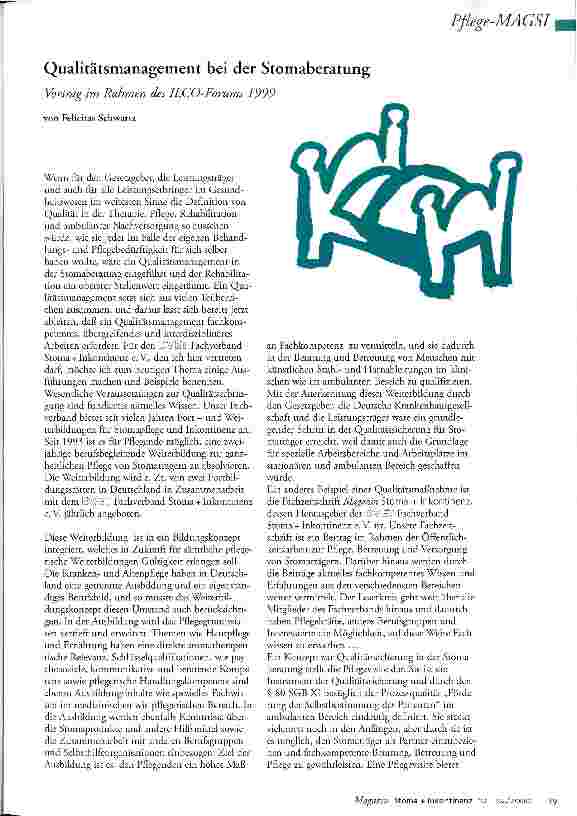 Vorschauseite 1: Qualitätsmanagement bei der Stomaberatung Vortrag im Rahmen des ILCO-Forums 1999