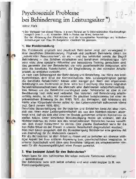 Vorschauseite 1: Psychosoziale Probleme bei Behinderung im Leistungsalter
