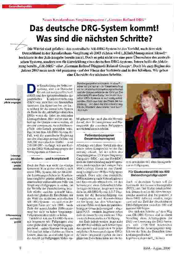 Vorschauseite 1: Das deutsche DRG-System kommt! Was sind die nächsten Schritte?