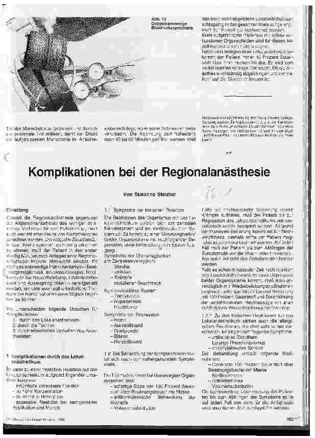 Vorschauseite 1: Komplikationen bei der Regionalanästhesie