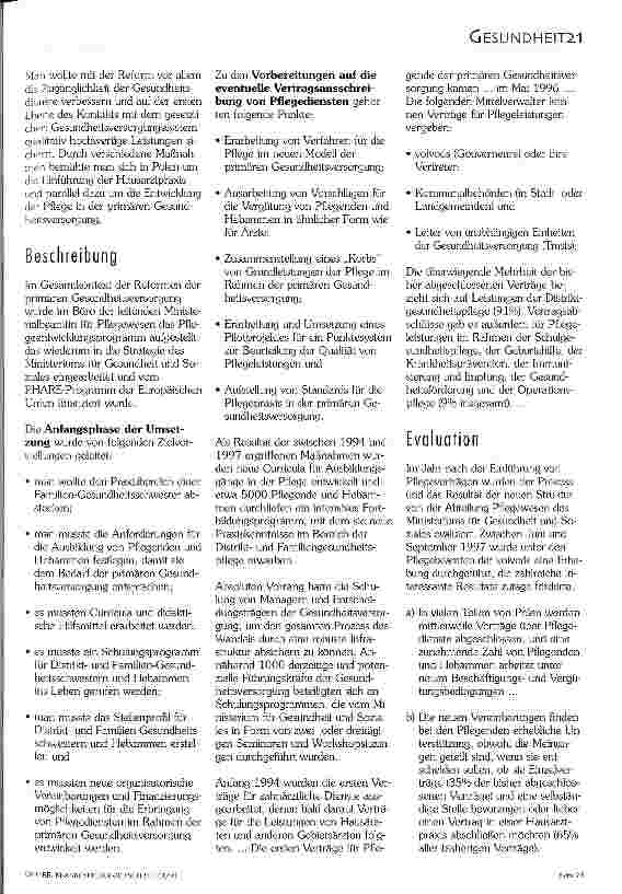 Vorschauseite 2: Gesundheit 21 - Ziel 17: Finanzierung des Gesundheitswesens und Ressourcenzuweisung