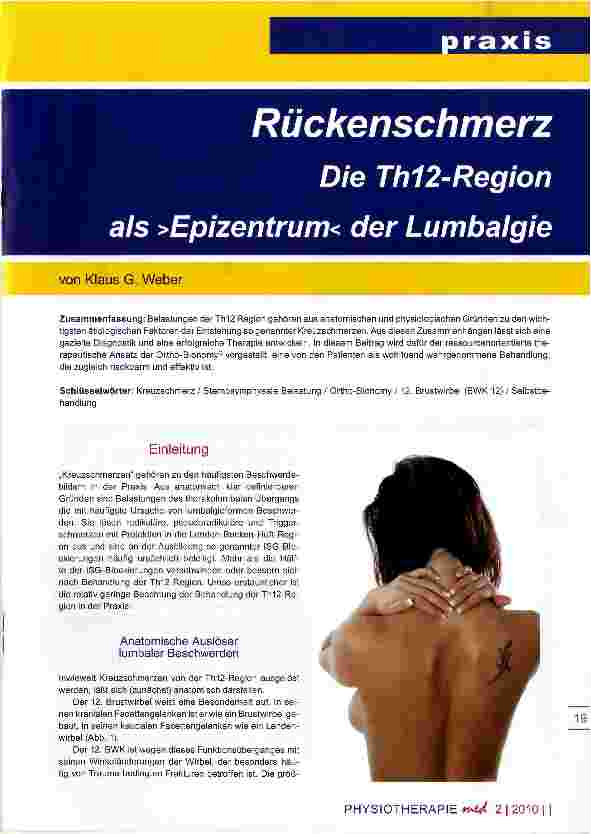 Vorschauseite 1: Rückenschmerz Die Th12-Region