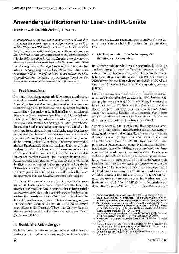 Vorschauseite 1: Anwenderqualifikationen für Laserund IPL-Geräte