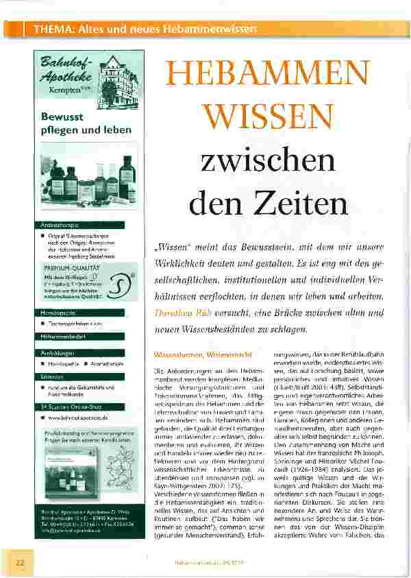 Vorschauseite 1: HEBAMMEN WISSEN zwischen den Zeiten