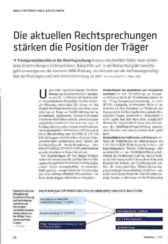 Vorschauseite 1: Die aktuellen Rechtsprechungen stärken die Position der Träger