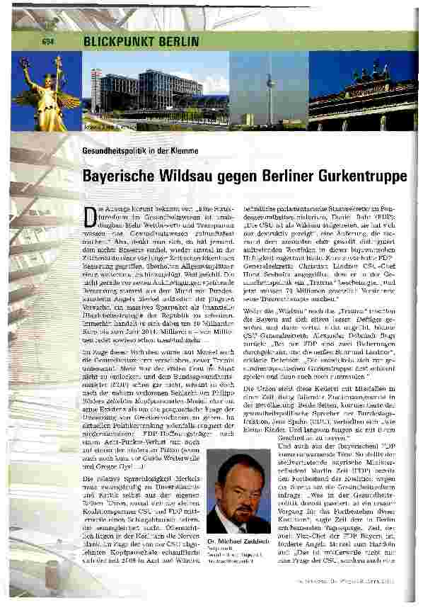 Vorschauseite 1: Bayerische Wildsau gegen Berliner Gurkentruppe Bayerische Wildsau gegen Berliner Gurkentruppe