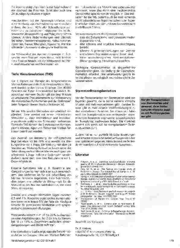 Vorschauseite 4: Therapieoptionen bei fortgeschrittenem therapieresistentem Morbus Parkinson