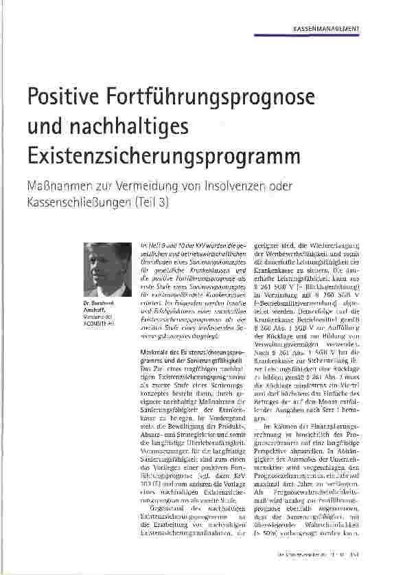 Vorschauseite 1: Positive Fortführungsprognose und nachhaltiges Existenzsicherungsprogramm