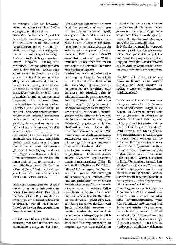 Vorschauseite 2: Ambulante Versorgung -Wettbewerb auf Augenhöhe?