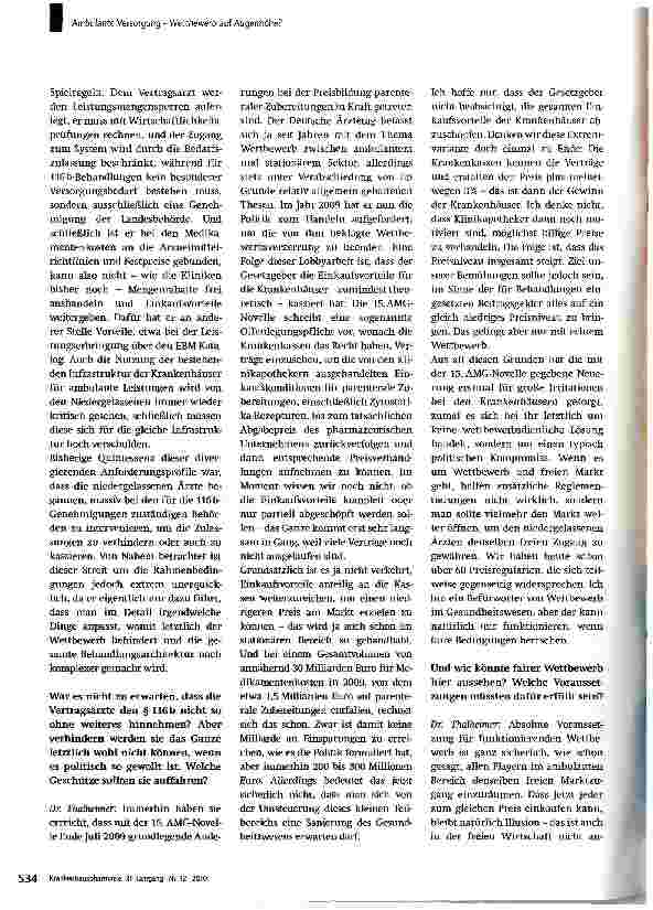 Vorschauseite 3: Ambulante Versorgung -Wettbewerb auf Augenhöhe?
