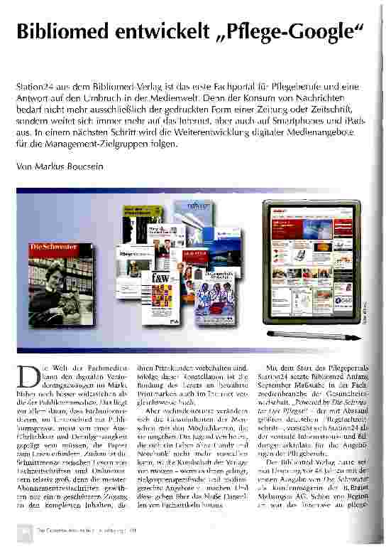 Vorschauseite 1: Bibliomed entwickelt „Pflege-Google